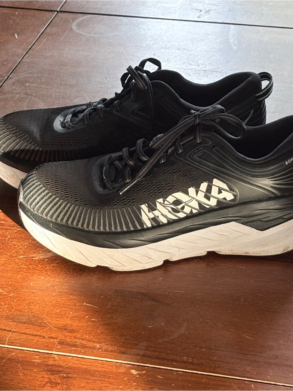 Hoka Bondi Women’s Black and White Bondi Athletic Shoes